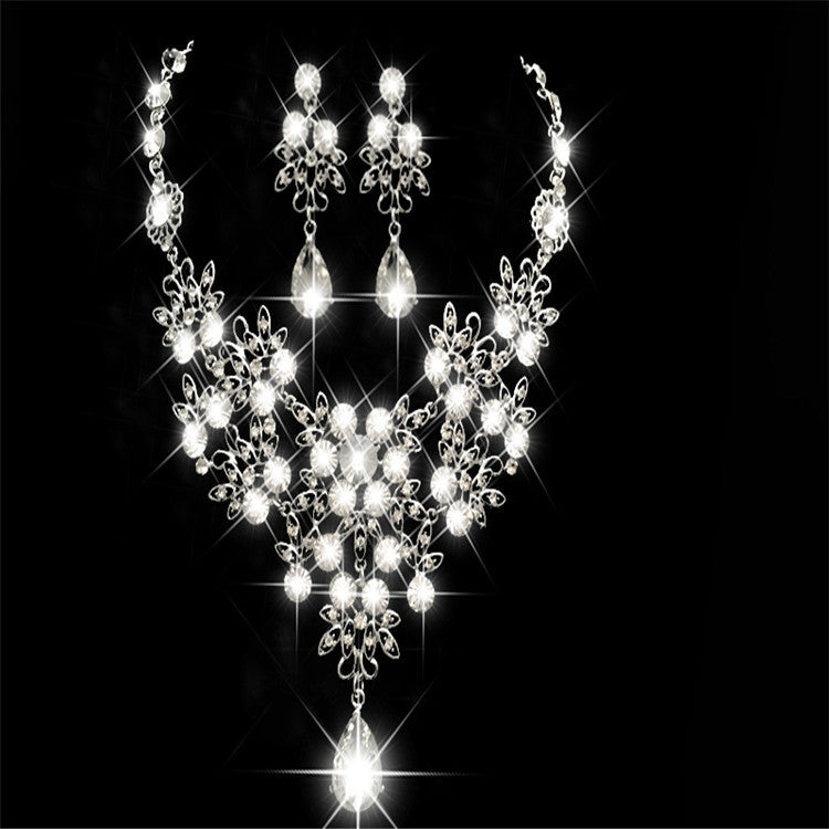 Bridal Necklace, earrings, two pieces of wedding dress, headdress accessories, Korean Rhinestone, pearl jewelry