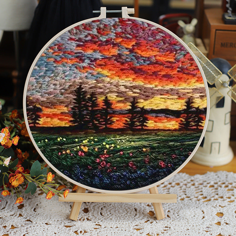 Landscape Handmade Embroidery Kit Creative Embroidery Diy Material Package
