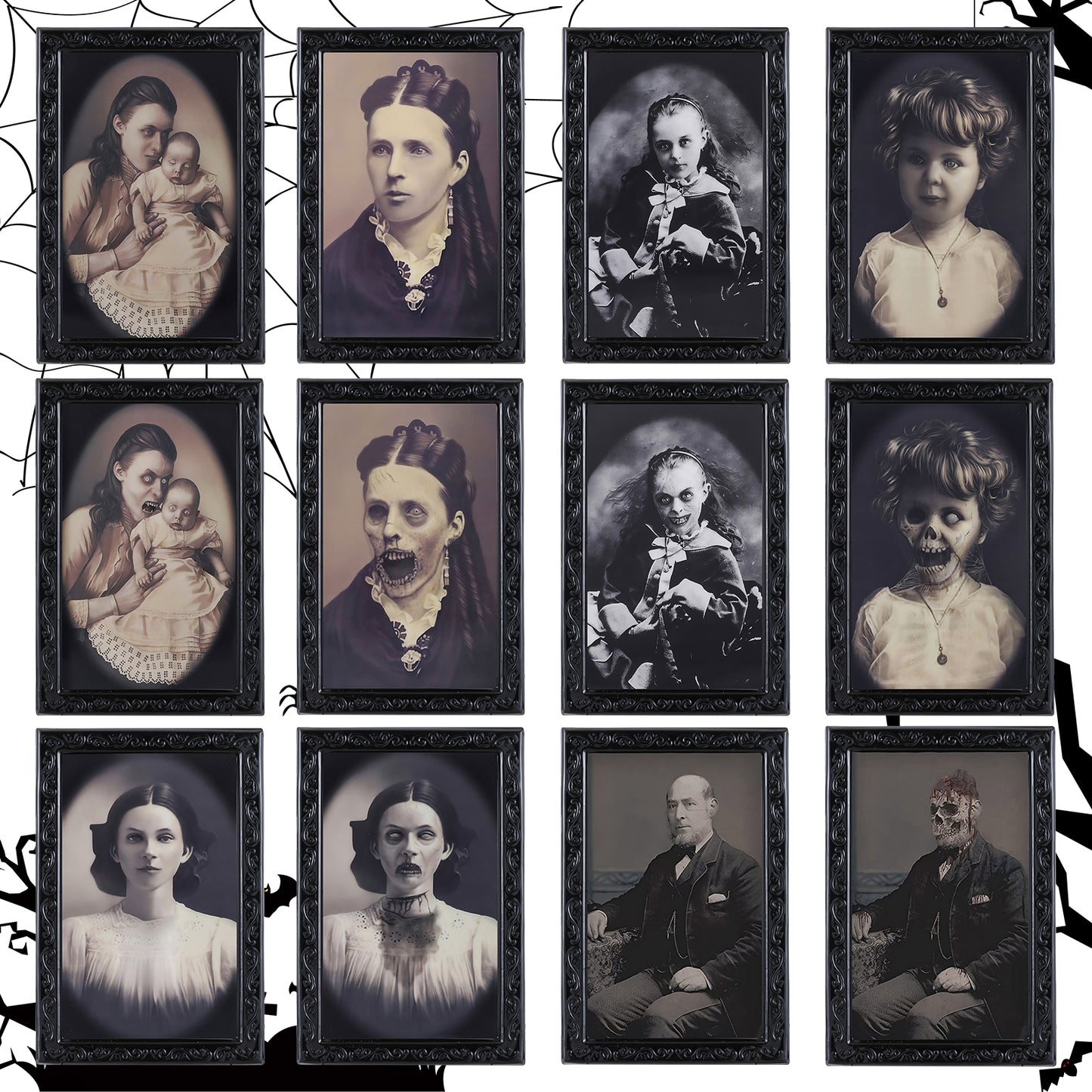 Halloween dekoration 3D växlande ansikte rörlig bildram porträtt skräck för skräck party dekorationer hem dekorationer