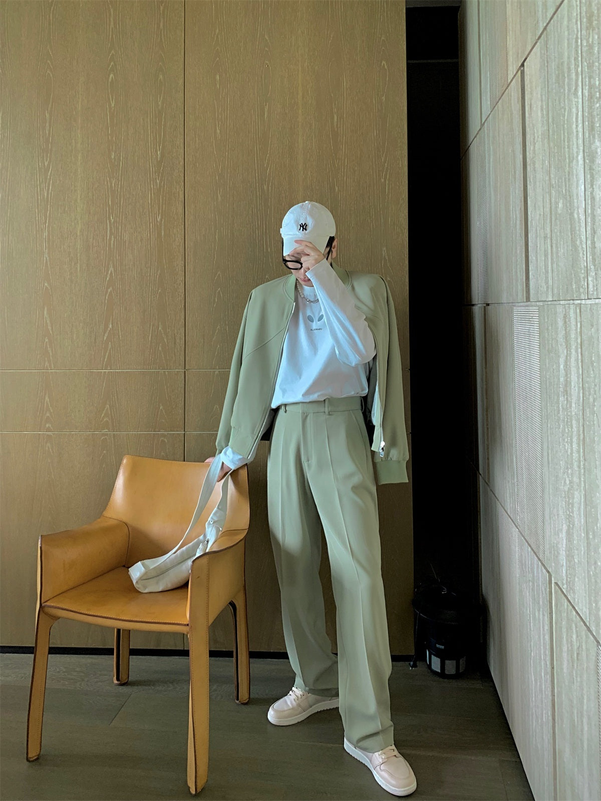 Set Of Draped Trousers Early Autumn Men's Casual Two-Piece Suit