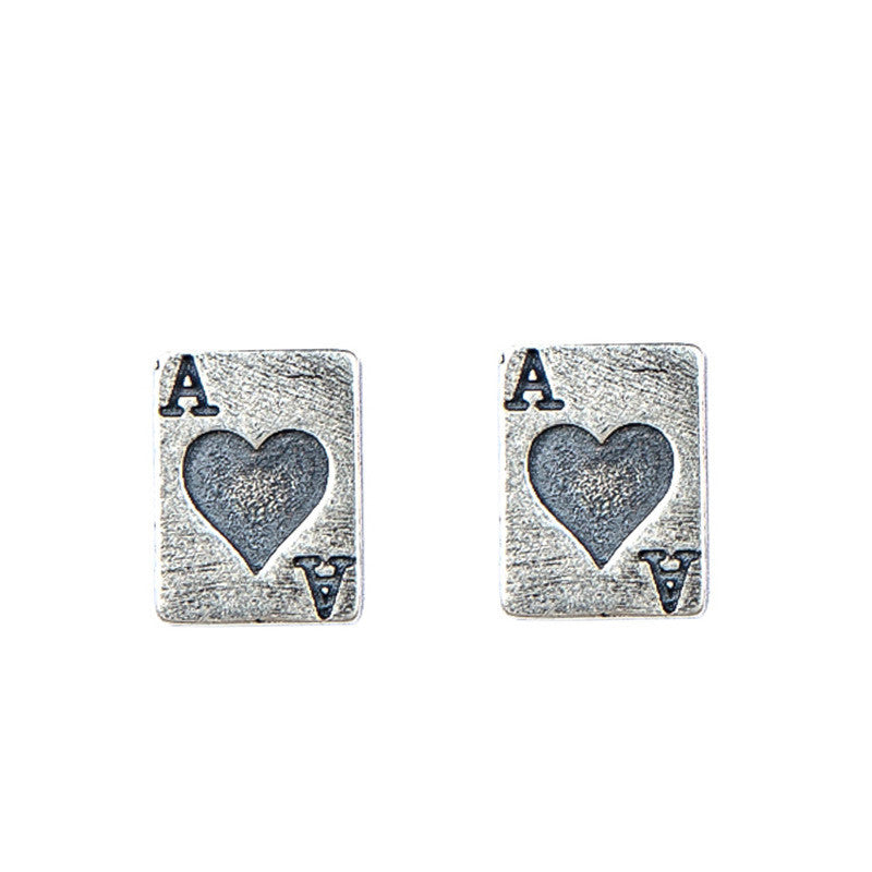 S925 Sterling Silver Personalized Creative Red Poker Earrings