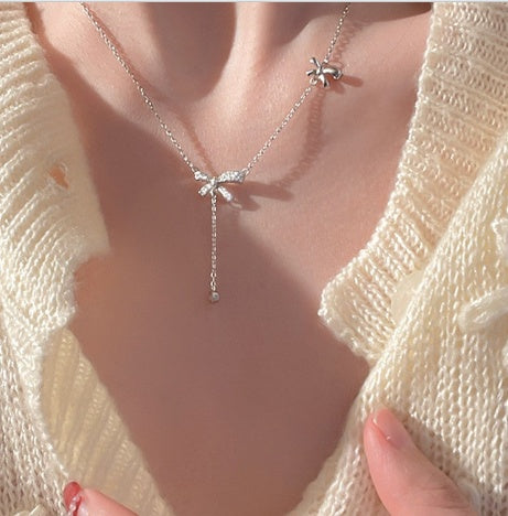 Emale Light Luxury Bow Knot, Small Design Feeling Collar Chain