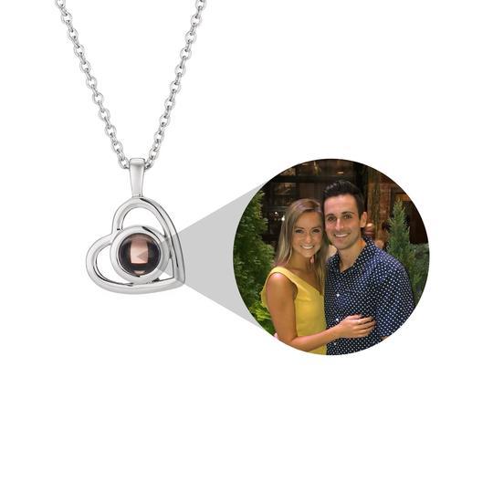 S925 Silver Romantic Colorful Photo Projection Necklace Heart Shaped Pendant Necklace