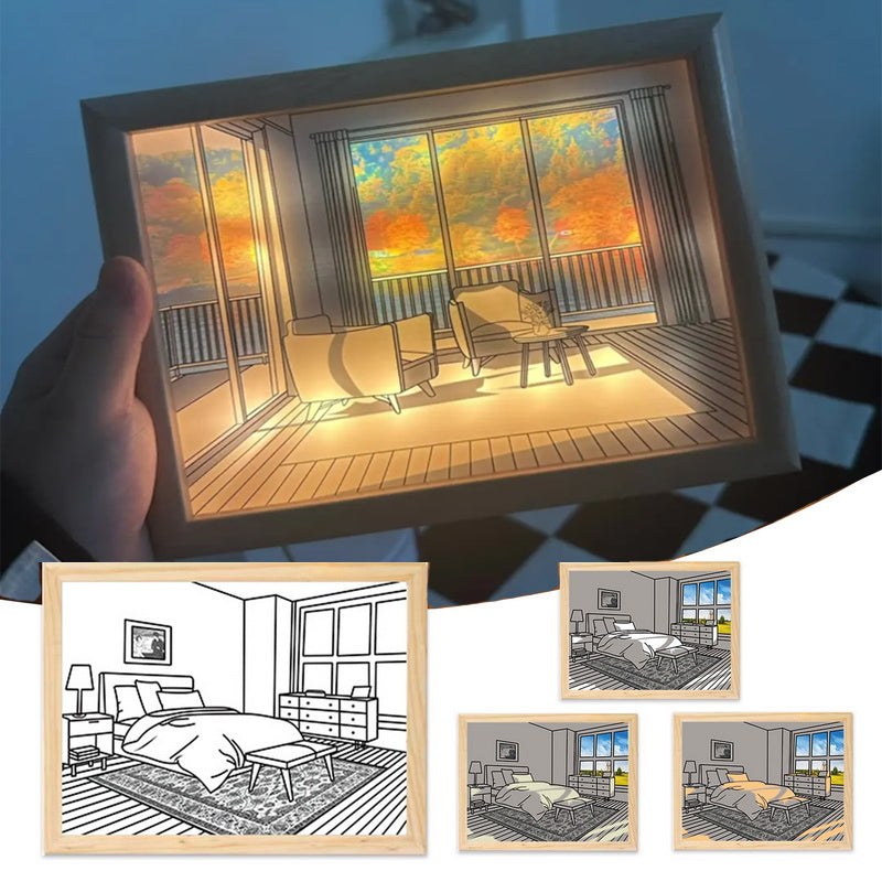 LED Decorative Light Painting Bedside Picture Style Creative Modern Simulate Sunshine Drawing Night Light Gift