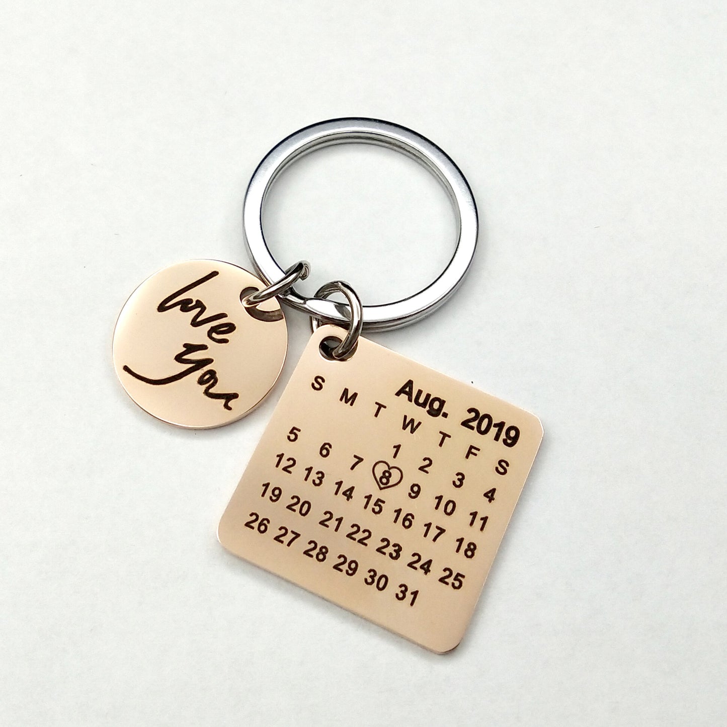 Custom DIY Personalized Calendar Keychain Hand Carved Calendar Keyring Gift For Boyfriend Girlfriend Stainless Steel Private