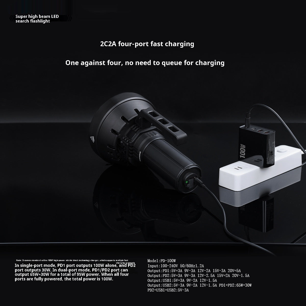 Outdoor Portable Flashlight Long Shot 2km Patrol