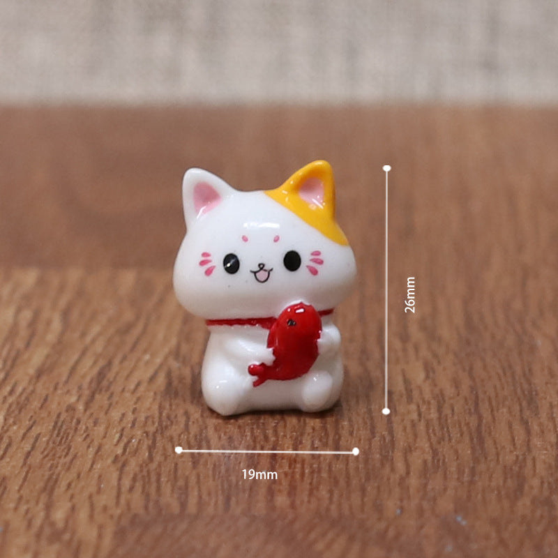 Micro Landscape Ornaments Cute Lucky Cat Resin Crafts Car Center Console Decoration Home Decoration Gifts