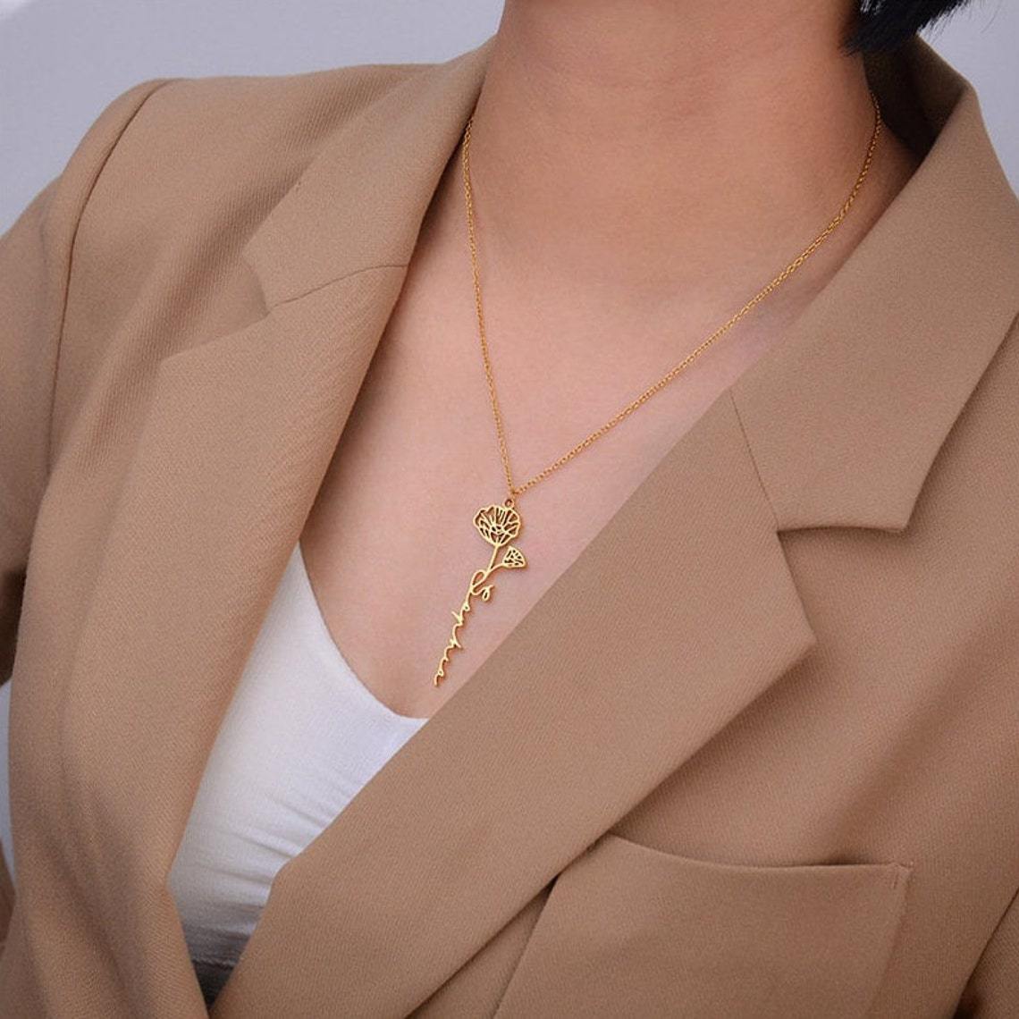 Hot Sale Birth Flower Necklace 925 Silver