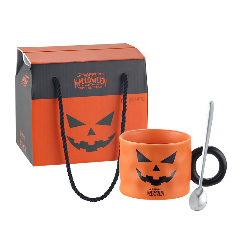 Pumpa Keramisk Cup Party Favorit Keramiska Koppar Med Handtag Bärbar Söt Halloween Presentmugg Hållbar Halloween Party Tillbehör