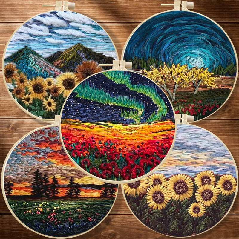 Landscape Handmade Embroidery Kit Creative Embroidery Diy Material Package