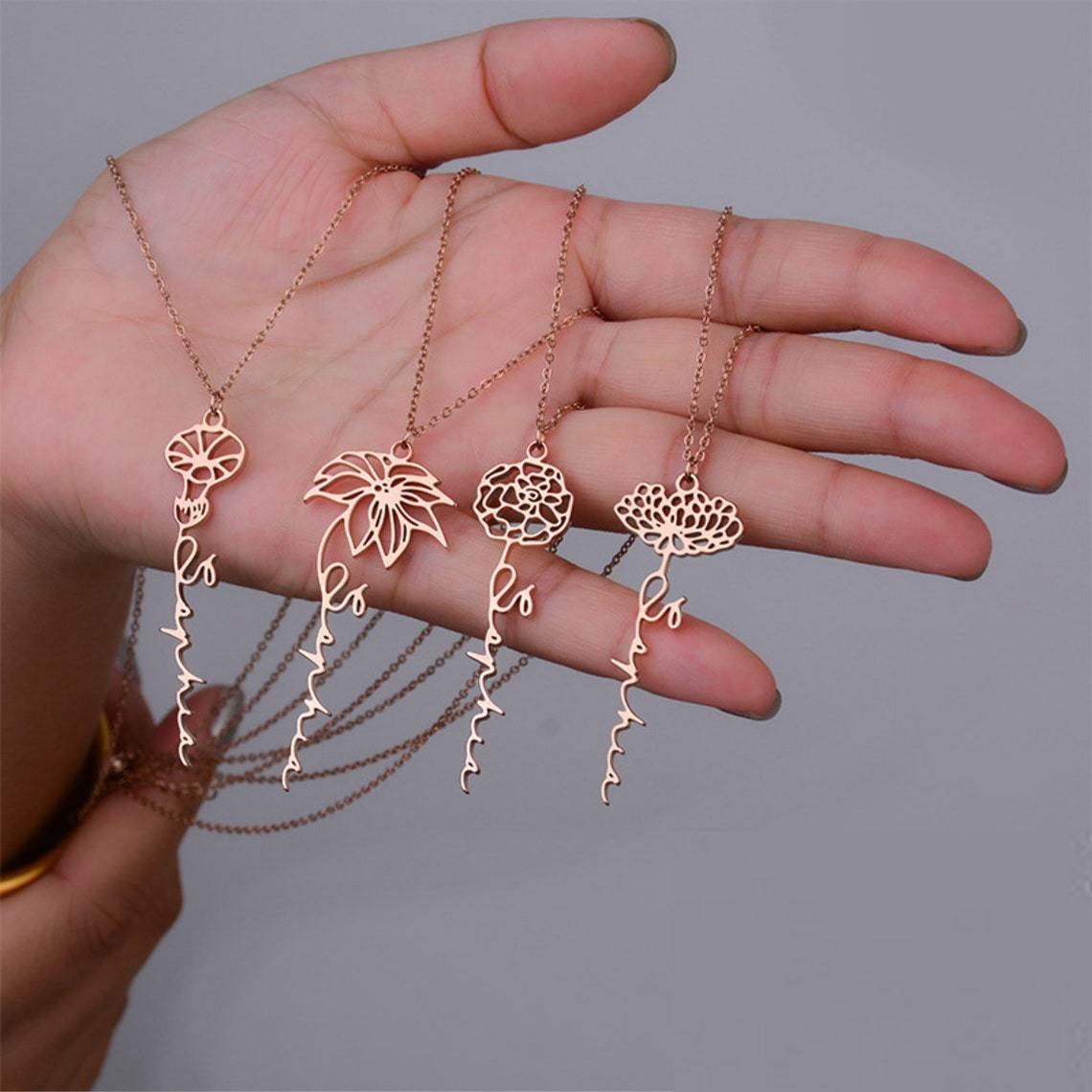 Hot Sale Birth Flower Necklace 925 Silver
