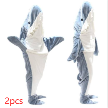 Cartoon Shark Sleeping Bag Pajamas Office Nap Shark Blanket Karakal High Quality Fabric Mermaid Shawl Blanket For Children