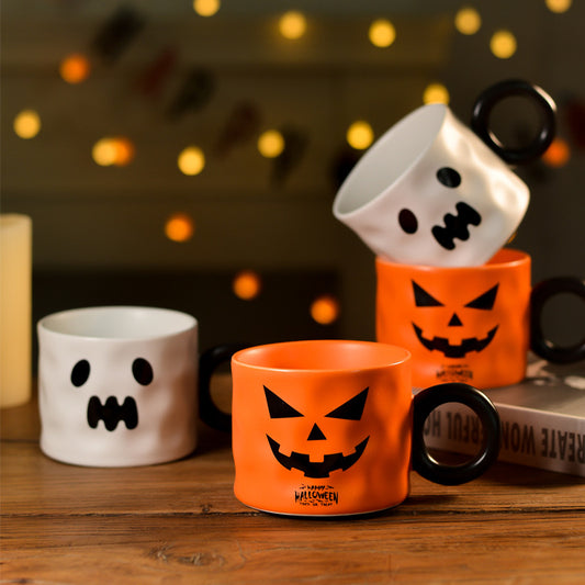 Pumpa Keramisk Cup Party Favorit Keramiska Koppar Med Handtag Bärbar Söt Halloween Presentmugg Hållbar Halloween Party Tillbehör