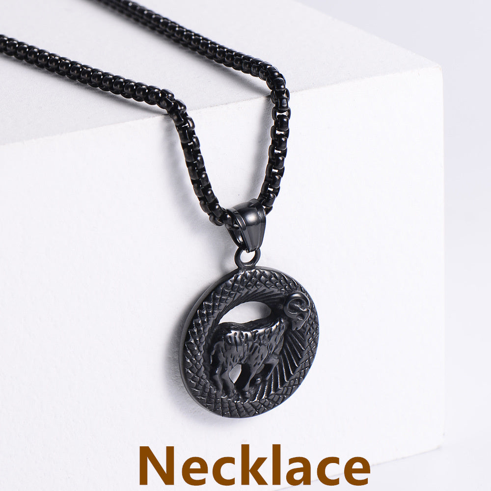 Stainless Steel 12 Constellation Pendant Necklace Aries