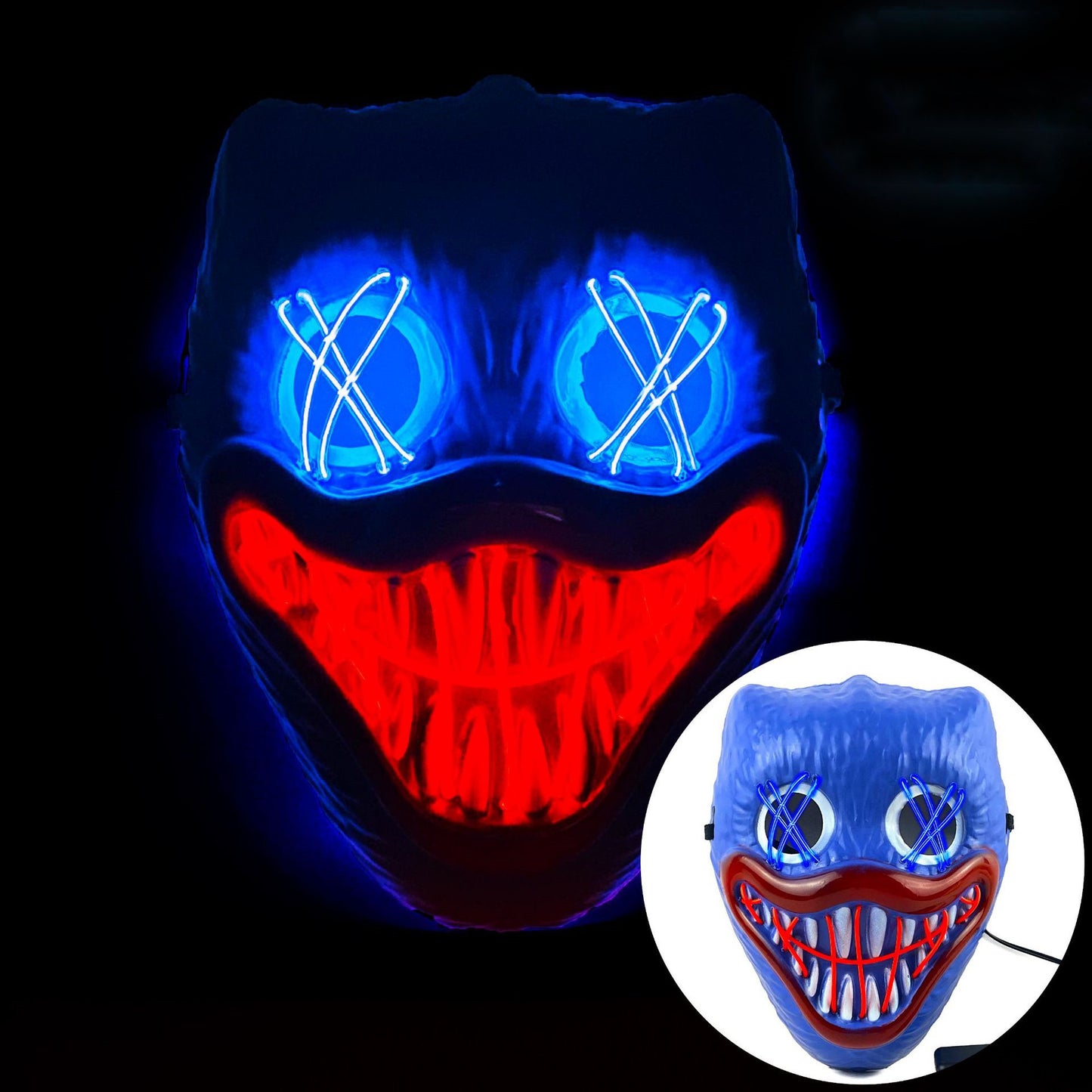 Glowing Poppy Masks Funny Kids Punk Halloween Mask Party Cosplay Light Up Huggy Wuggy LED Poppy Mask For Men Women Children