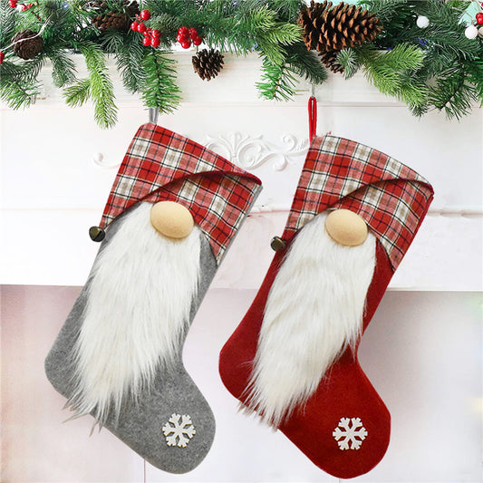 Christmas Stockings Xmas Tree Fireplace Decorative Socks Drop Ornament Candy Bag Gift Holders Hanging Decoration