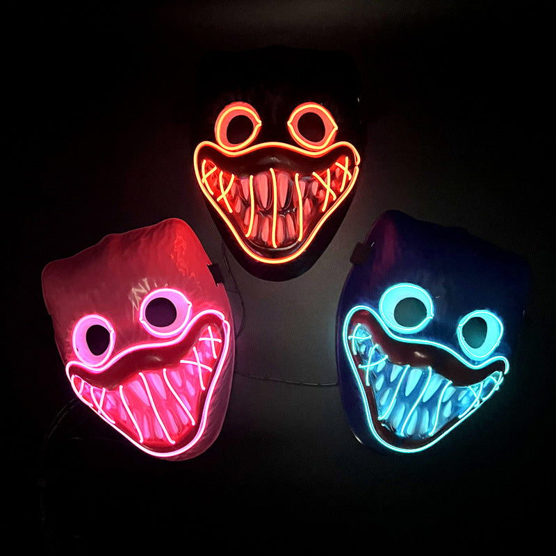 Glowing Poppy Masks Funny Kids Punk Halloween Mask Party Cosplay Light Up Huggy Wuggy LED Poppy Mask For Men Women Children