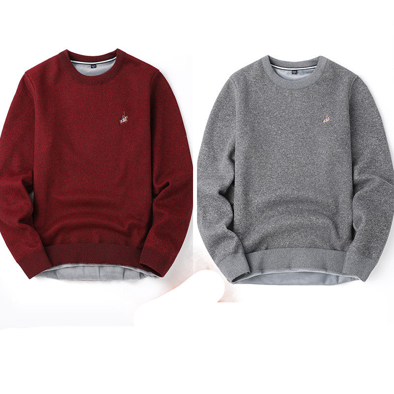 Sweater Men Autumn And Winter Plus Velvet Thickening Base