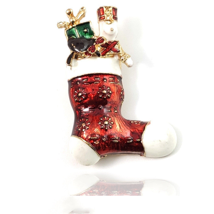 Boots Snowman Sleigh Bell Penguin Brooch