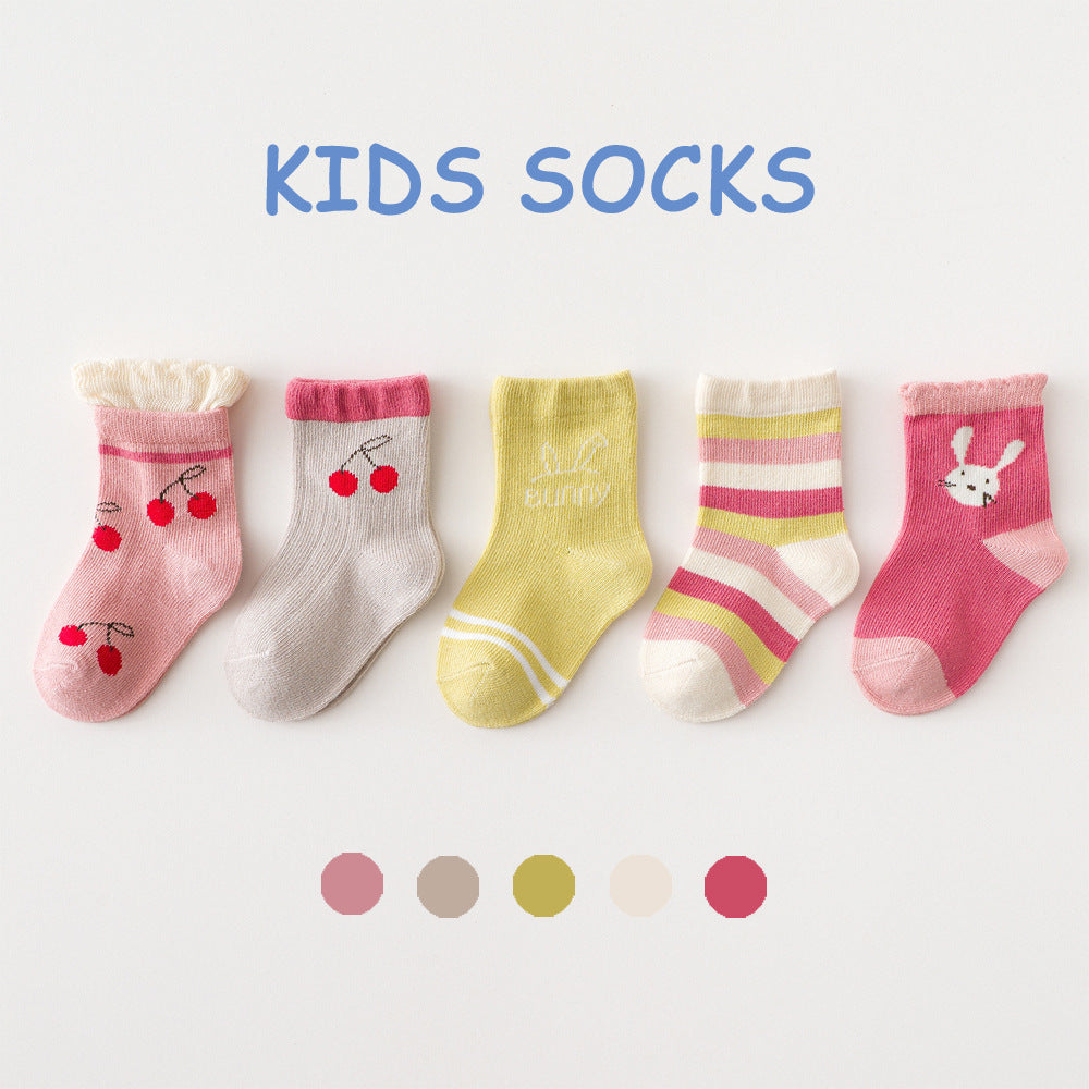 5 Pairs Of Spring And Summer Thin Children's Socks