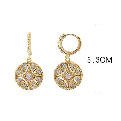 Red Compass Eight Mang Star Earrings Pure Silver Korean Temperament Baitao Red Ear Button Star Color Fashion Ear Nails Female