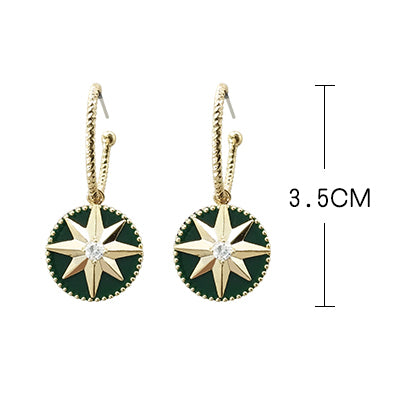 Red Compass Eight Mang Star Earrings Pure Silver Korean Temperament Baitao Red Ear Button Star Color Fashion Ear Nails Female