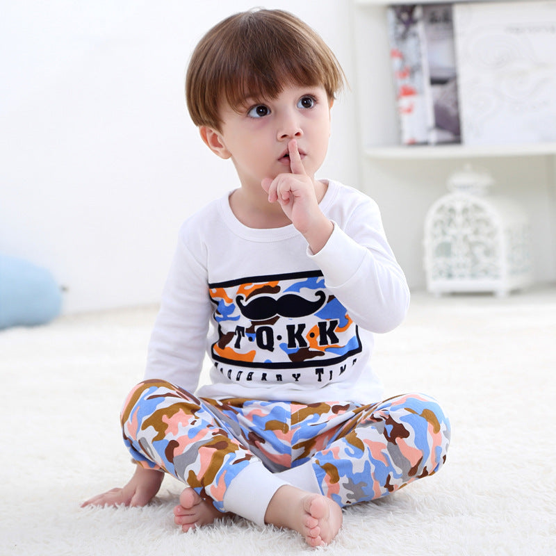 Children's Qiuyi Qiuku cotton suit boys spring and autumn girls bottoming long-sleeved baby thermal underwear pajamas