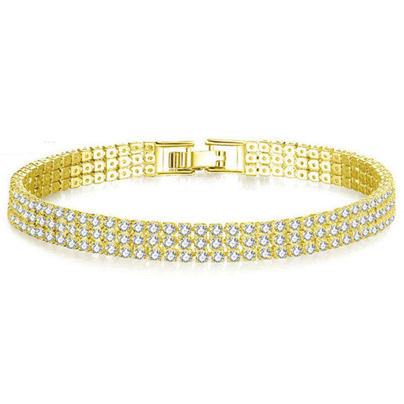 Three-row zircon couple bracelet