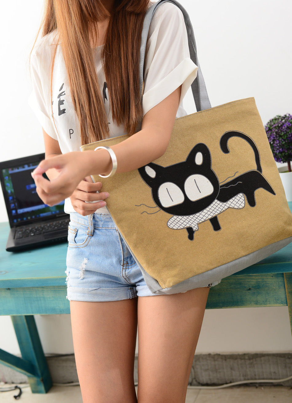 Cat Canvas Shoulder Bag