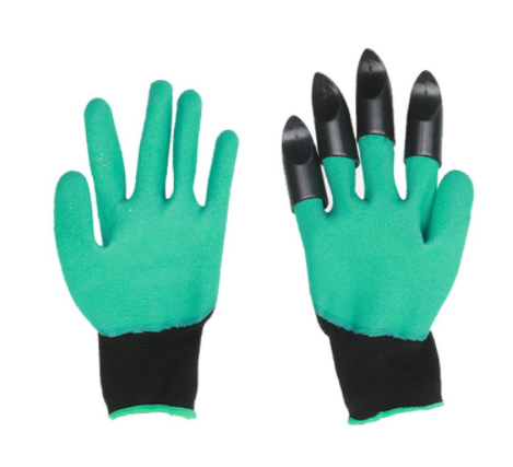 4 Hand Claw ABS Plastic Garden Rubber Gloves Gardening Digging Work Glove Planting Durable Waterproof Outdoor Cleaning Tools