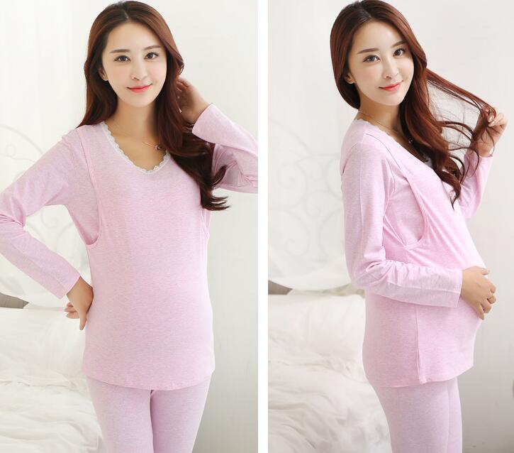 Pregnant long johns suit cotton clothing thermal underwear and Nightwear postpartum lactation month clothing wholesale