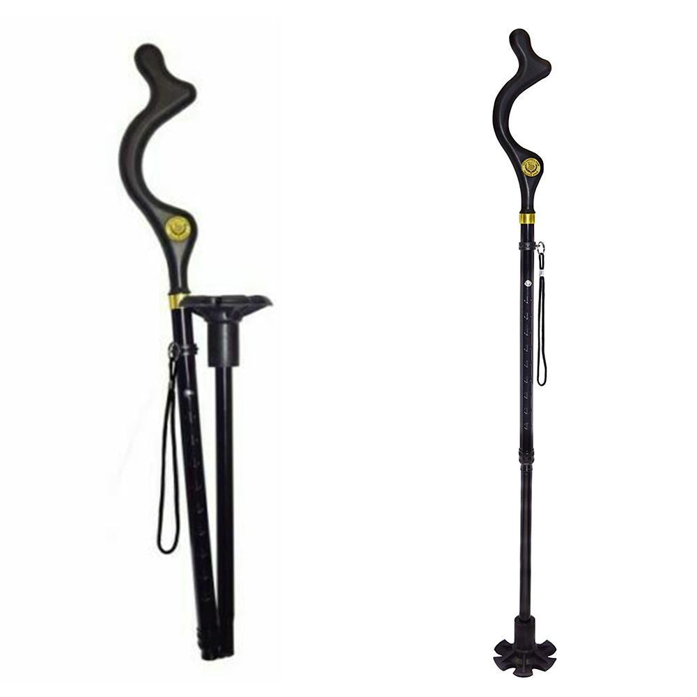 Old man's stick telescopic stick stool staff folding handle walking men's cane walking stick