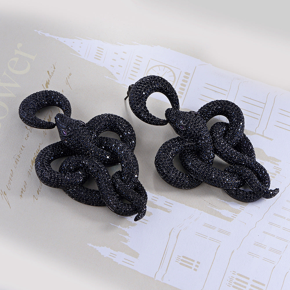 Big twisted snake exaggerated wide Earrings