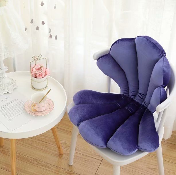 Luxurious Velvet Seal Shell Chair Cushion Unqiue Rose Seat Pillow Upscale Restaurant Chair Decor Girly Room Decorations