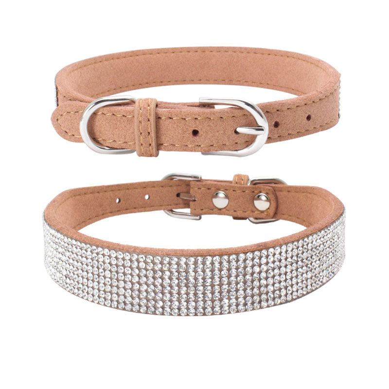 Shiny Rhinestone Hot Rhinestone Pet Collar Microfiber Durable Dog Collar