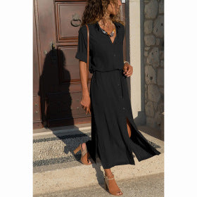 Fashion Women Casual Long Sleeve Dress Loose Long Blouse Shirt Dress Summer Elegant Dresses