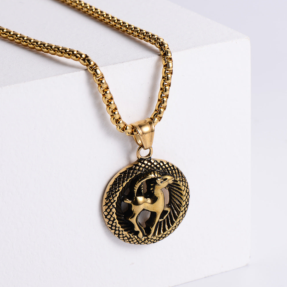 Stainless Steel 12 Constellation Pendant Necklace Aries