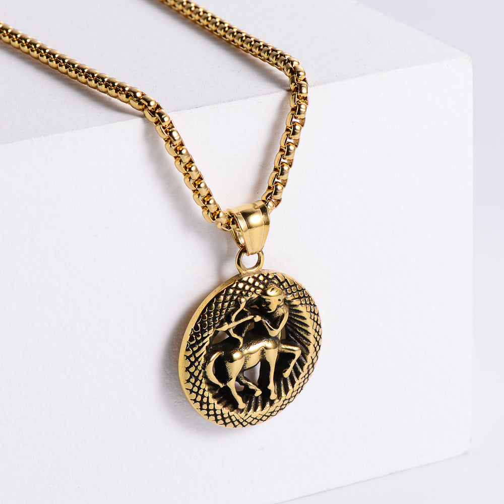 Stainless Steel 12 Constellation Pendant Necklace Aries