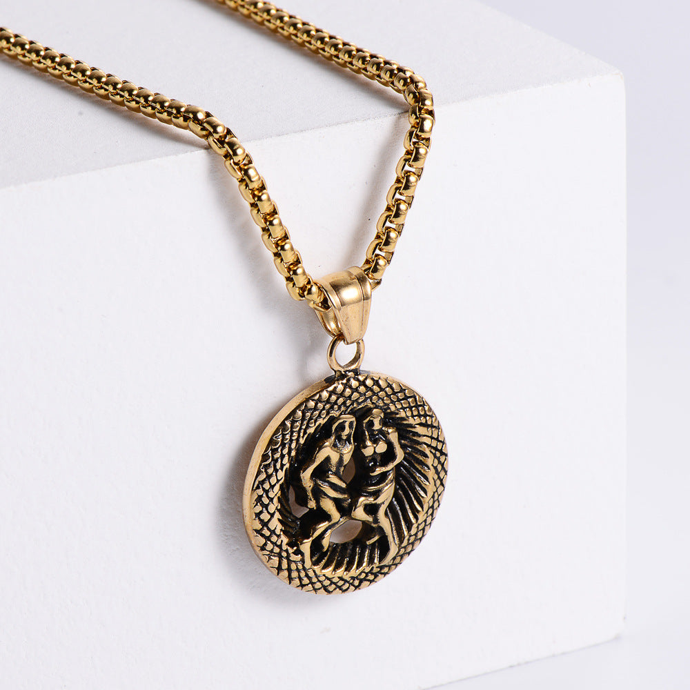 Stainless Steel 12 Constellation Pendant Necklace Aries