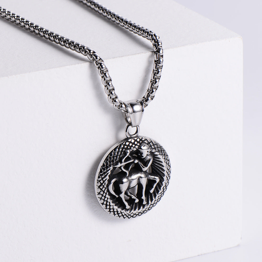 Stainless Steel 12 Constellation Pendant Necklace Aries