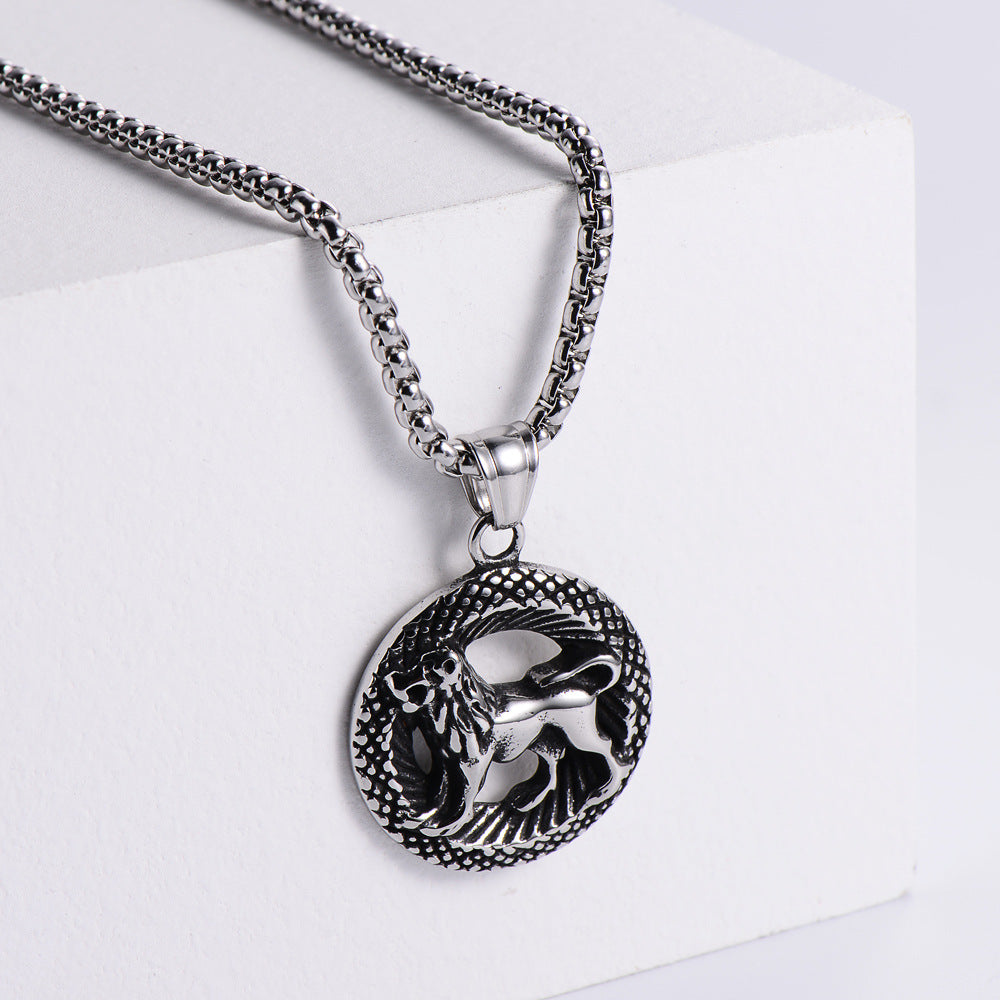 Stainless Steel 12 Constellation Pendant Necklace Aries