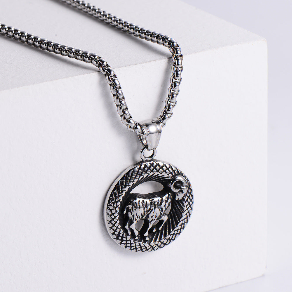 Stainless Steel 12 Constellation Pendant Necklace Aries