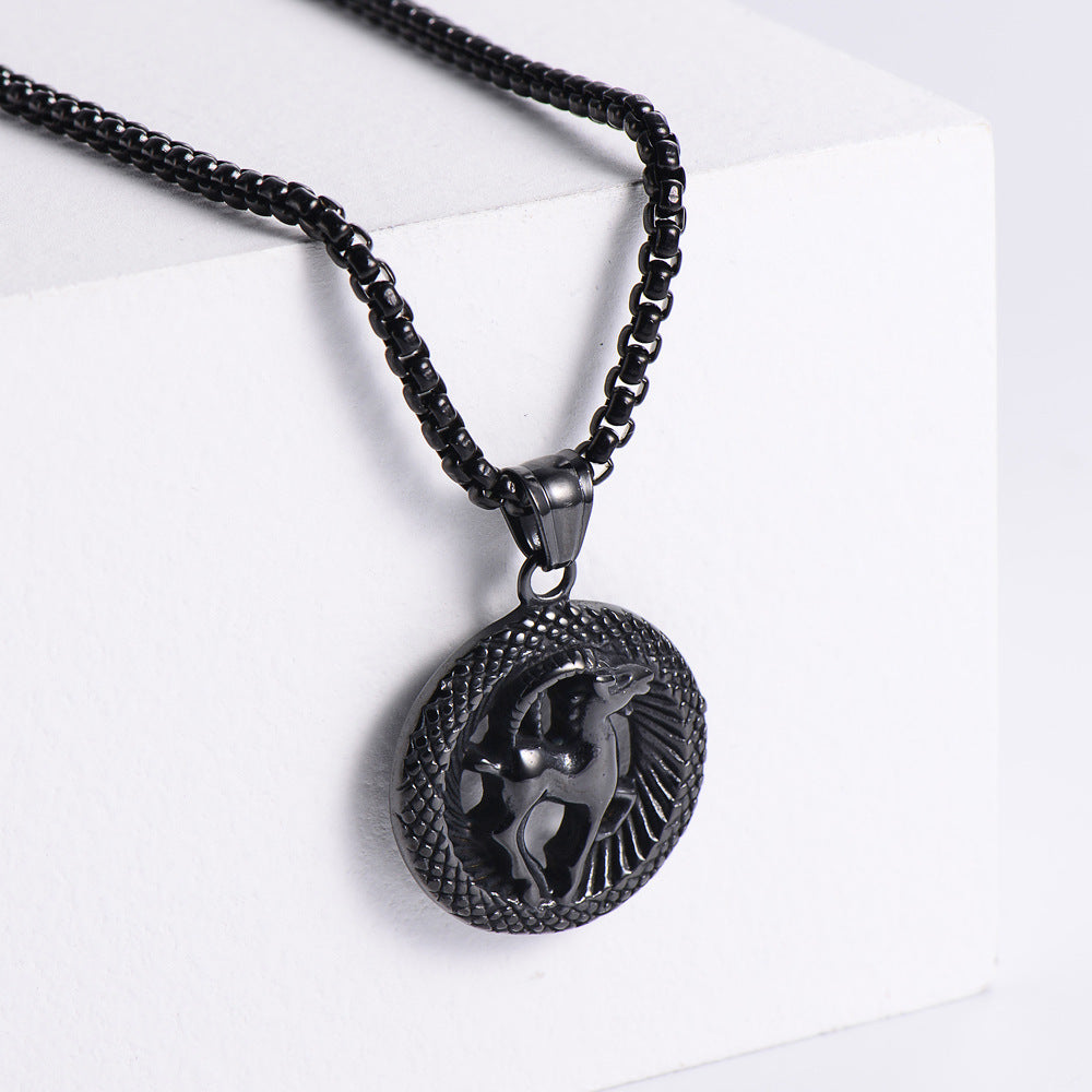 Stainless Steel 12 Constellation Pendant Necklace Aries