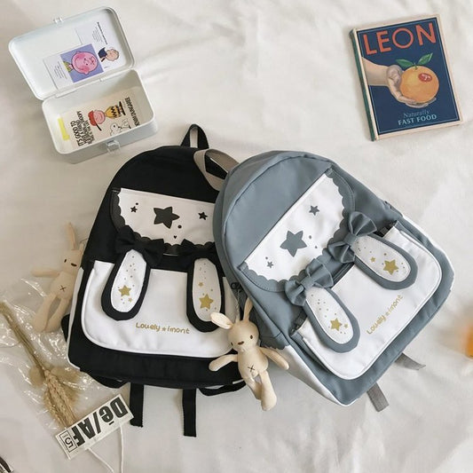 Cute Bunny Ears Bowknot Backpack Student