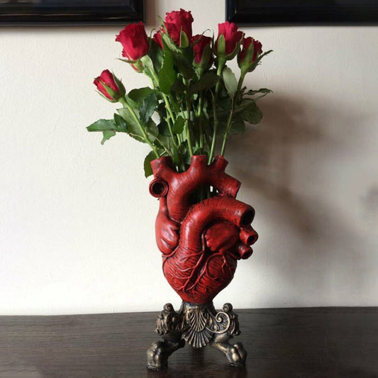 Hot Heart Shape Vase Resin Flower Pot Home Decoration Realistic Heart Statue Vase Sculpture Ornament Office Living Room Decor