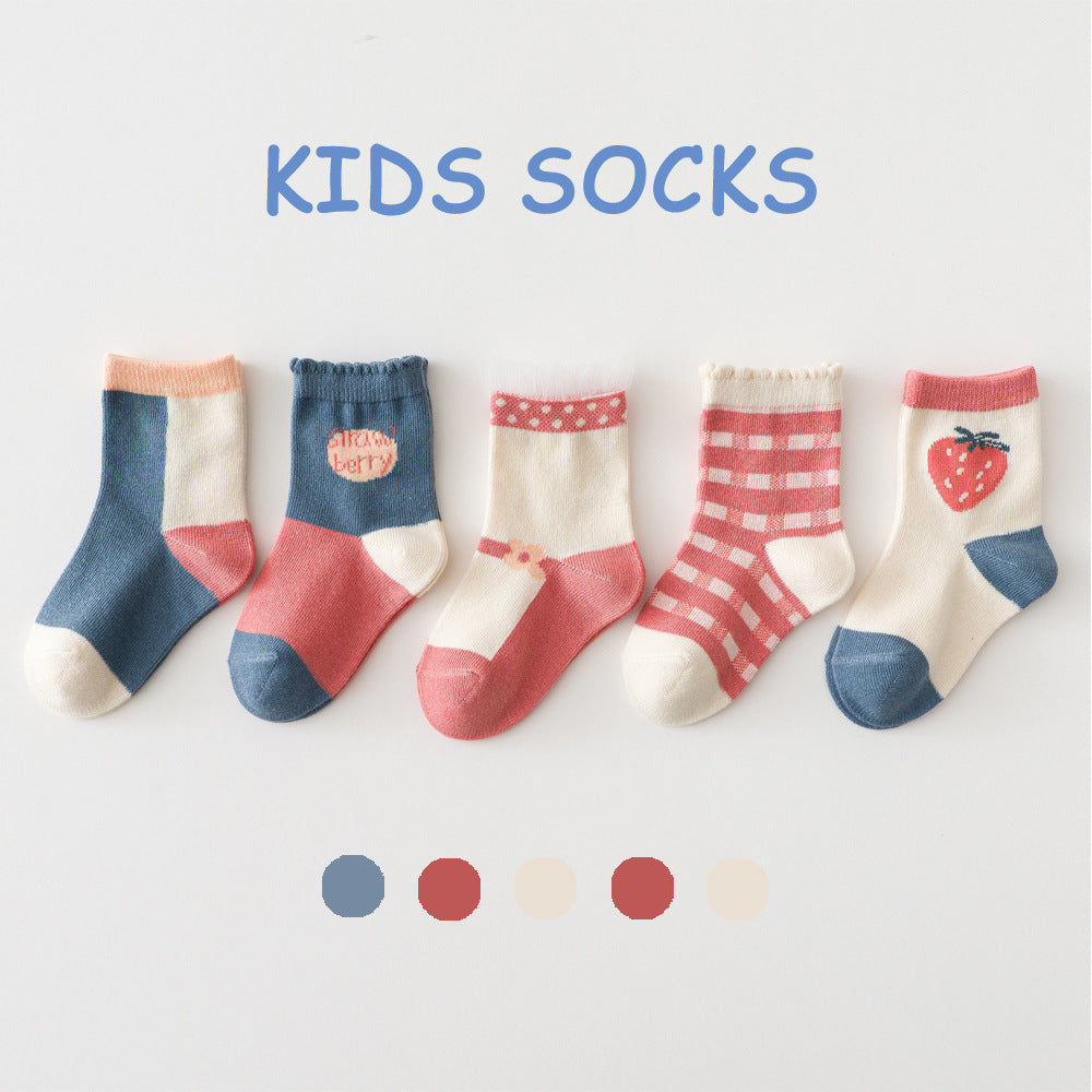 5 Pairs Of Spring And Summer Thin Children's Socks