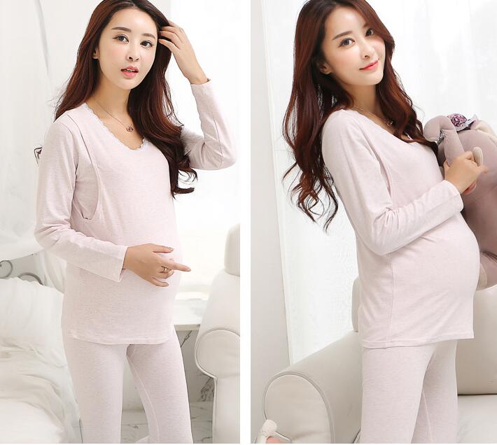 Pregnant long johns suit cotton clothing thermal underwear and Nightwear postpartum lactation month clothing wholesale