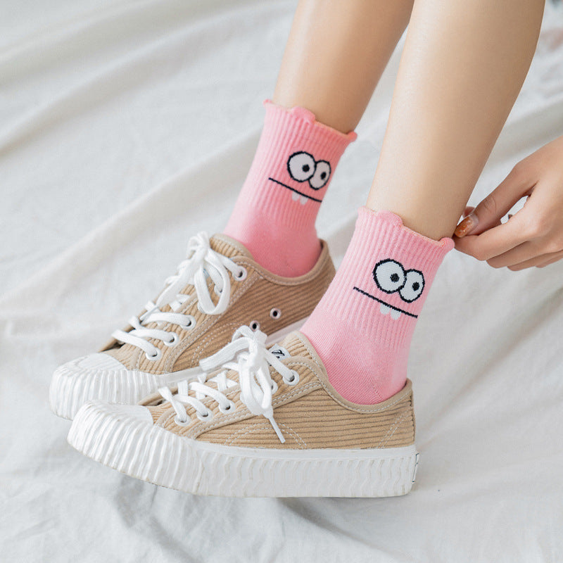 Three-dimensional big eyes Korean socks