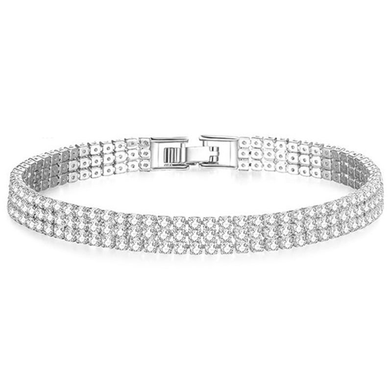 Three-row zircon couple bracelet