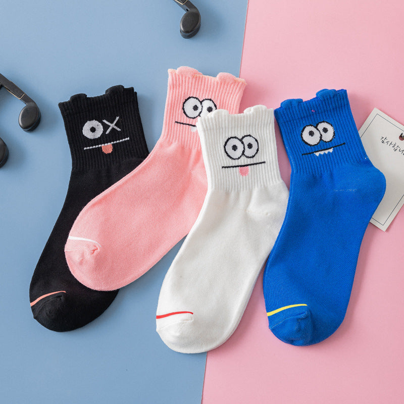 Three-dimensional big eyes Korean socks